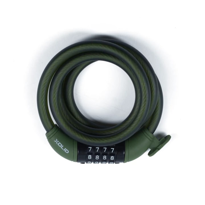 Antifurt bicicleta 12 mm x 1,2 m, Cod resetabil de 4 digiti, Cablu din otel rezistent la taiere, Invelis protector din PVC anti-zgarieturi, Lungime extra pentru flexibilitate, Usor si portabil, Ideal pentru Biciclete, Scutere si Motociclete - Army Green
