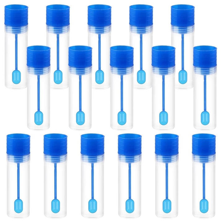 Комплект от 16 епруветки за култура на анализ на Byffoer, полипропилен, прозрачно/синьо, 8,2 x 2,2 cm, 15 ml