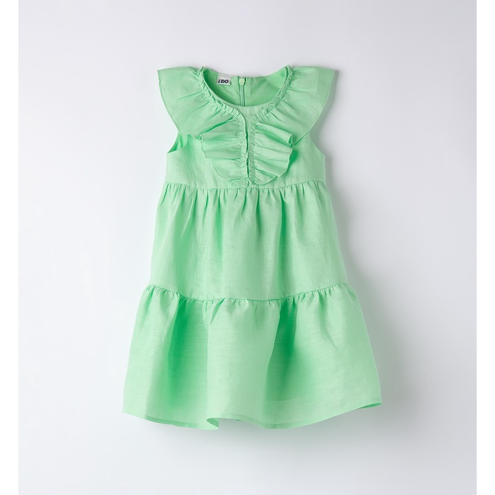 i Do, Rochie din in uni pentru fete, 4.B490, Verde