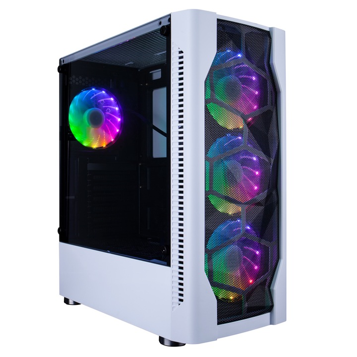 Настолен компютър AM5 AMD Ryzen 5 8400F до 4,7 Ghz, 16 GB DDR5 RAM, 1 TB ултрабърз NVME SSD, AMD Radeon RX7600XT 16 GB GDDR6 специална видеокарта за игри, RGB кутия за игри