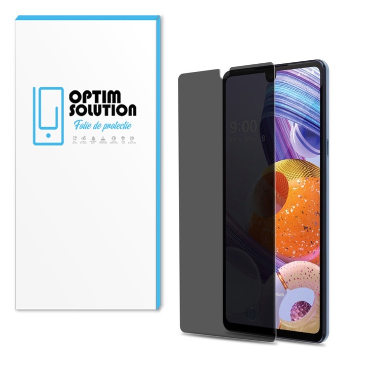 Фолио за поверителност за Honor 400 Lite, OPTIM SOLUTION, закалено стъкло, пълна 9H защита против шпиониране, защитен дисплей, HD яснота, ултра OPTCore защита, подобрена чувствителност на допир, олеофобно, черно