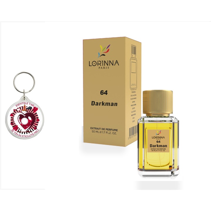 Set Extract de Parfum Lorinna Paris Parfum Darkman, 50 ml, unisex si breloc esentele tari se tin in sticlute mici