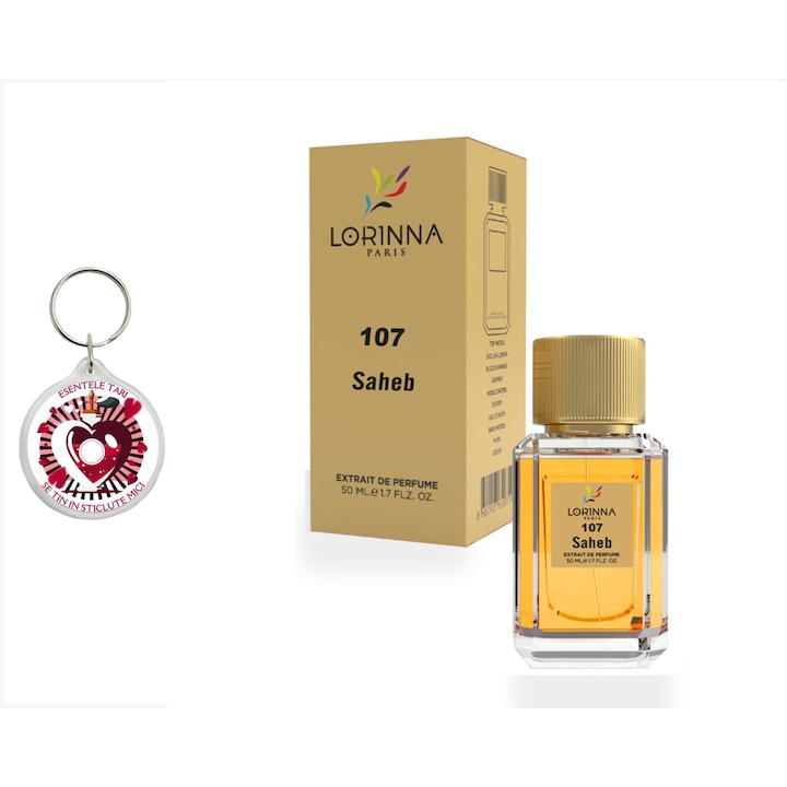Set Extract de Parfum Lorinna Paris Parfum Saheb 50 ml, de barbat, si breloc esentele tari se tin in sticlute mici