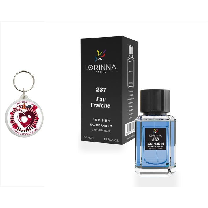 Set Apa de Parfum Lorinna Paris Parfum Eau Fraiche de barbat 50 ml si breloc esentele tari se tin in sticlute mici