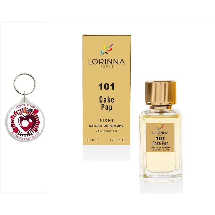 Set Extract de Parfum Lorinna Paris Parfum Cake Pop, unisex, 50 ml si breloc esentele tari se tin in sticlute mici