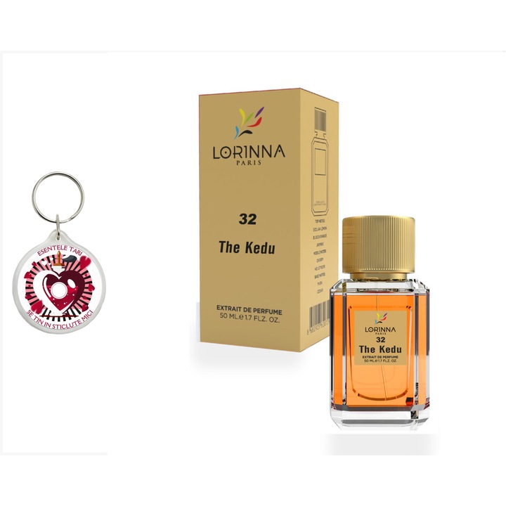 Set Extract de Parfum Lorinna Paris Parfum The Kedu, 50 ml, unisex si breloc esentele tari se tin in sticlute mici