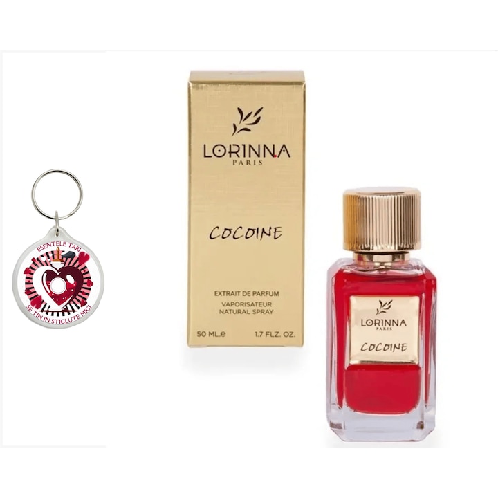 Set Extract de Parfum Lorinna Paris Parfum Cocaine, 50 ml, unisex si breloc esentele tari se tin in sticlute mici