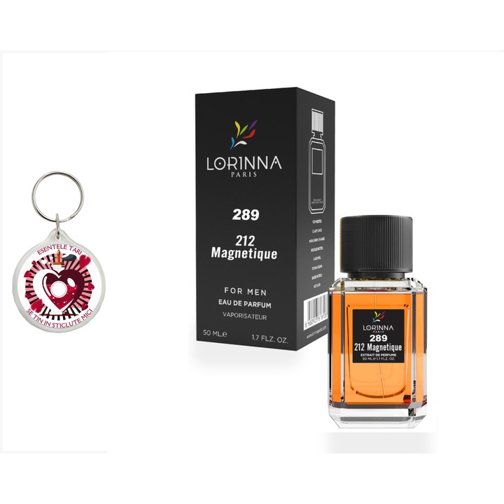 Set Apa de Parfum Lorinna Paris Parfum 212 Magnetique, 50 ml, de barbat si breloc esentele tari se tin in sticlute mici
