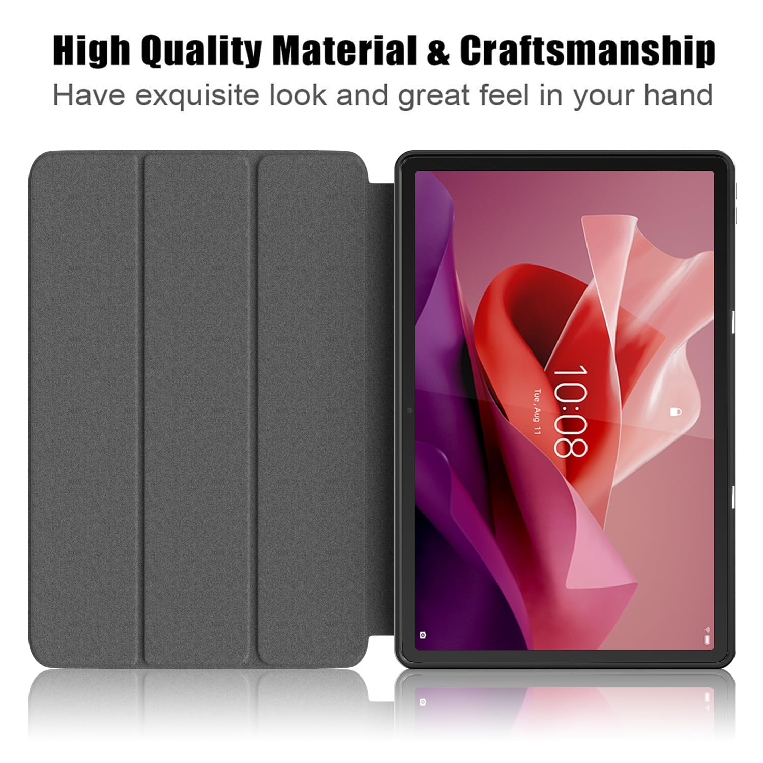 Husa pentru tableta LYCENXI, 12.7 inch, neagra, 2 in 1, cu functie auto wake/sleep, Pentru Lenovo Tab P12
