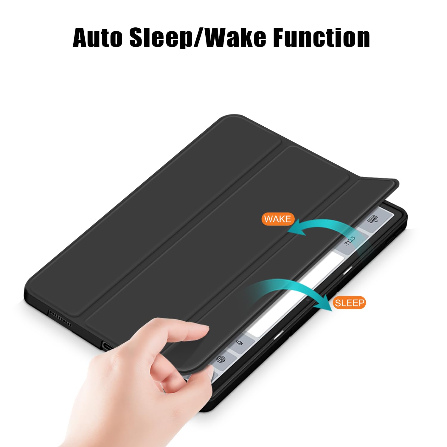 Husa pentru tableta LYCENXI, 12.7 inch, neagra, 2 in 1, cu functie auto wake/sleep, Pentru Lenovo Tab P12