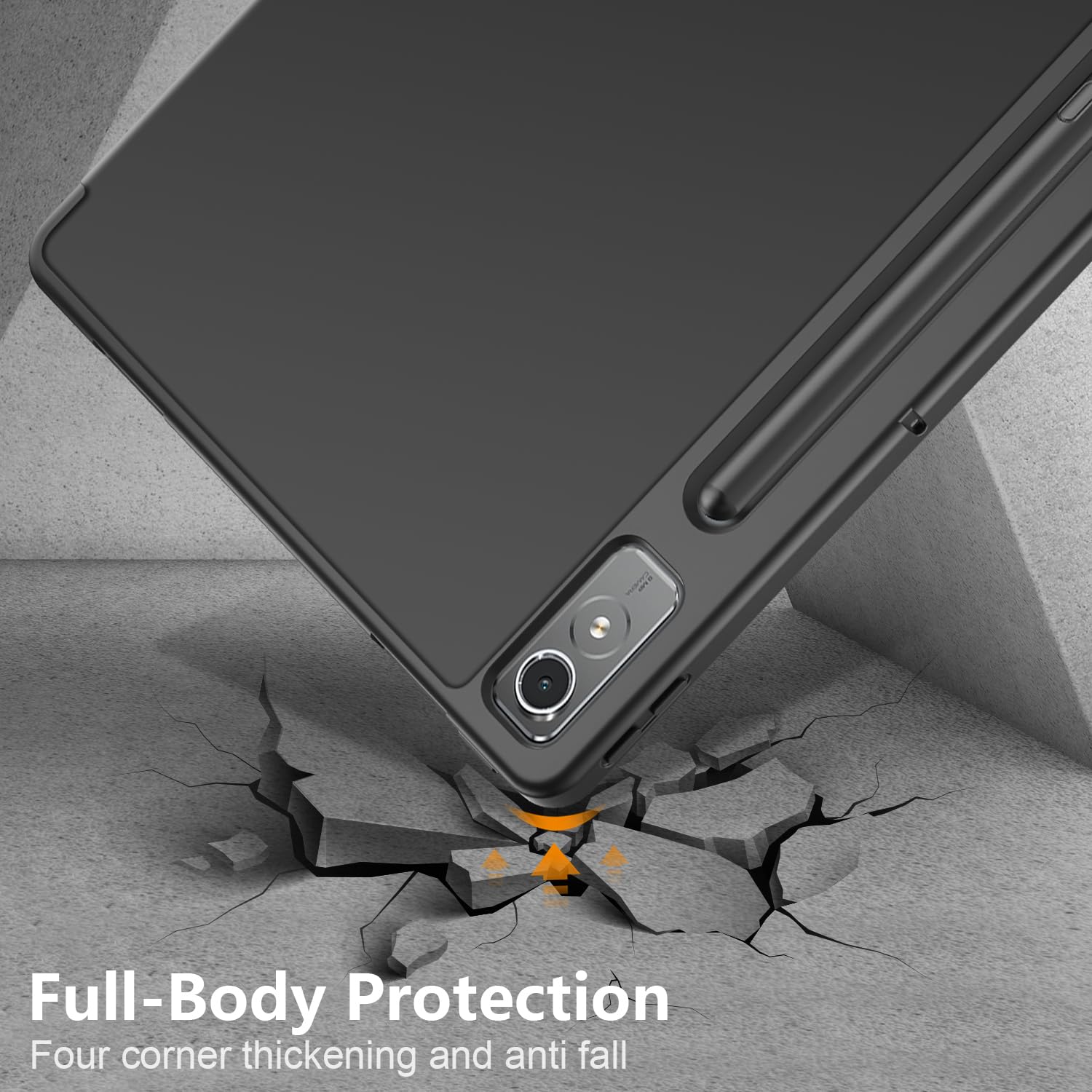 Husa pentru tableta LYCENXI, 12.7 inch, neagra, 2 in 1, cu functie auto wake/sleep, Pentru Lenovo Tab P12