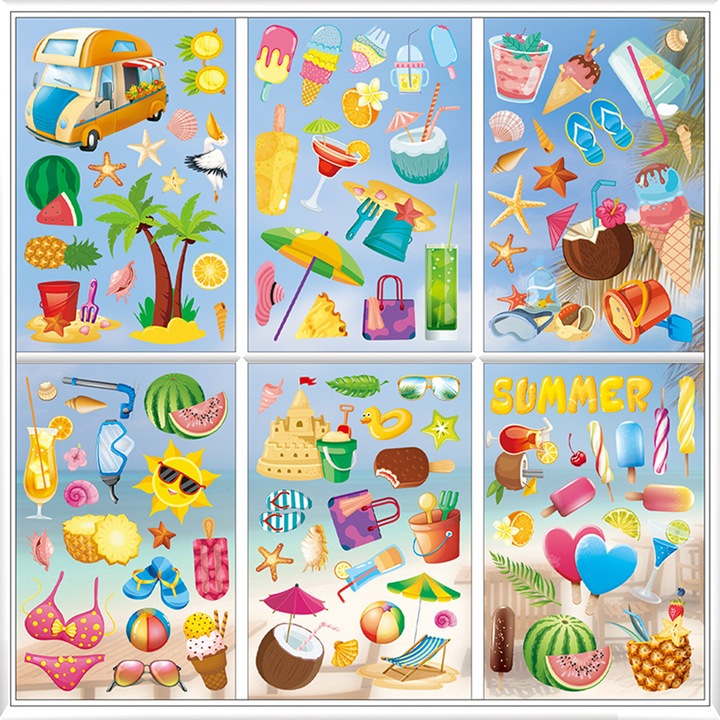 Set stickere decorative pentru feronerie de vara, diverse culori, 1 set