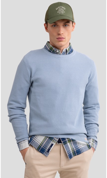 Férfi pulóver, Big Star, kék, pamut, Kék