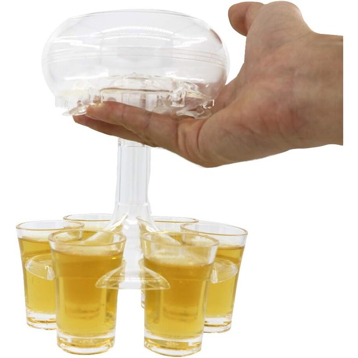 Adagoló 6 átlátszó pohárhoz, modern design, akril anyag, könnyű és ellenálló