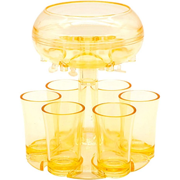 Adagoló 6 átlátszó pohárral, modern design, akril anyag, könnyű és tartós