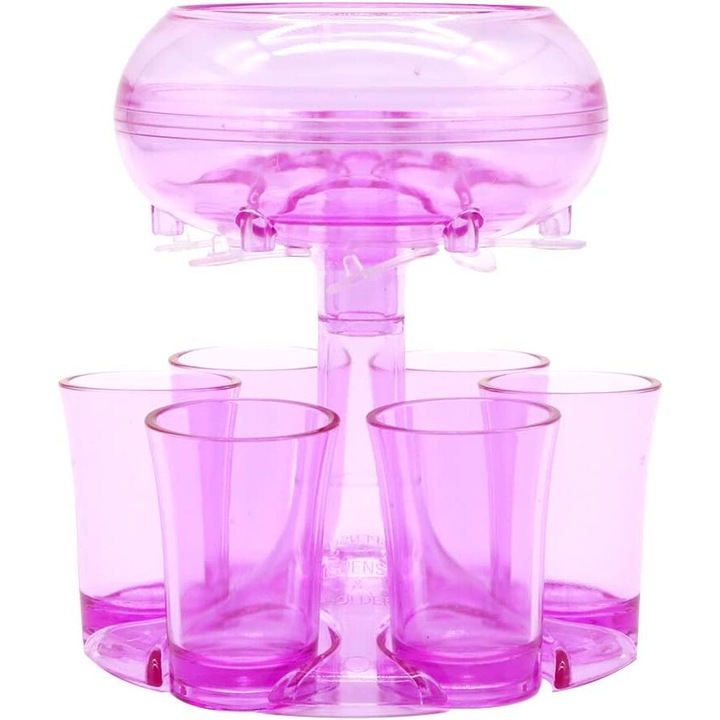 Adagoló 6 átlátszó pohárral, modern design, akril anyag, könnyű, partikészlet