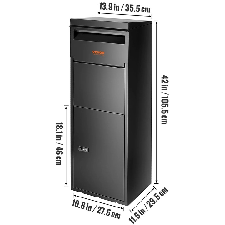 Szállítási tárolódoboz, 44 hüvelykes, lopásgátló, vízálló, űrtartalom 20 kg, mérete 35,5x11,4x19,3 cm