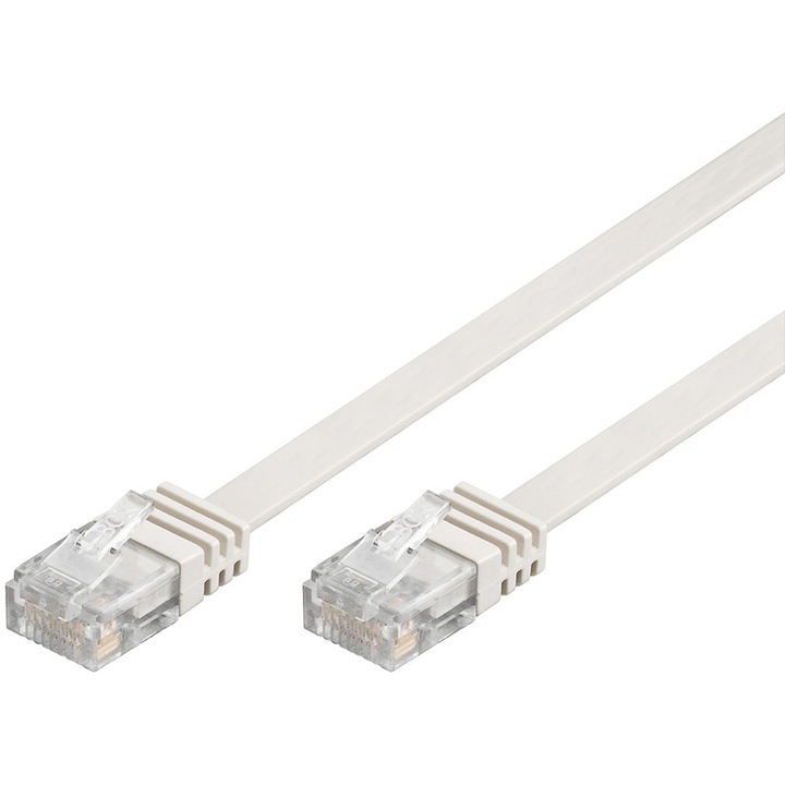 Cablu LAN Patchcord CAT 6 U/UTP, 7m, Alb
