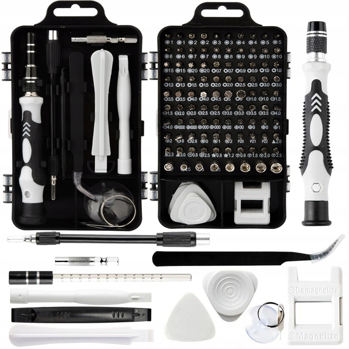 Комплект отвертки и битове, 117 части, компактни, устойчиви на корозия