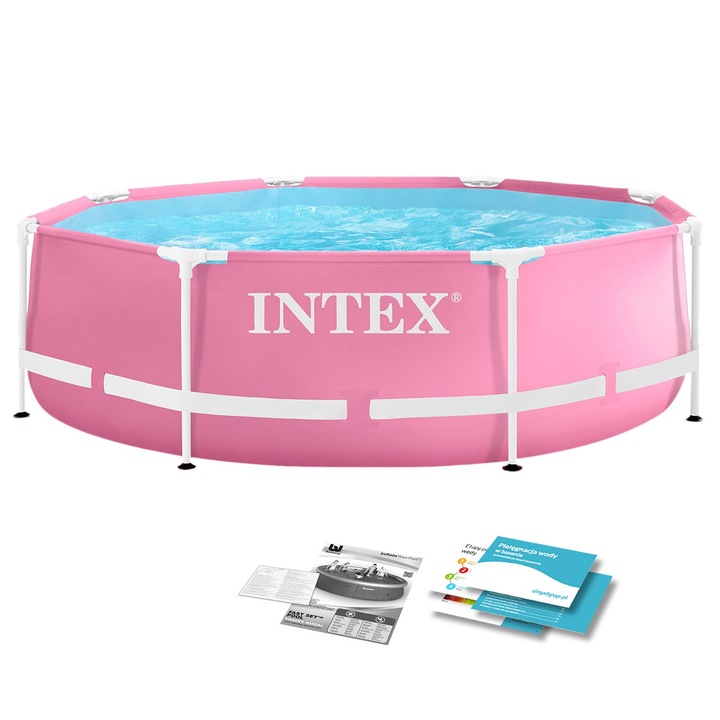 Medence szett 244x76cm, fehér-kék, komplett, INTEX