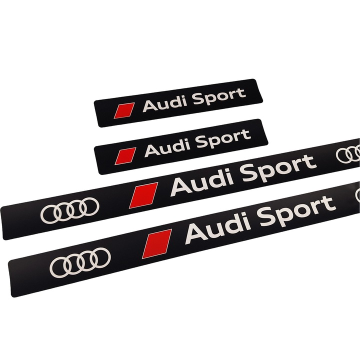 Set 4 bucati stickere protectie praguri dedicate Audi negru