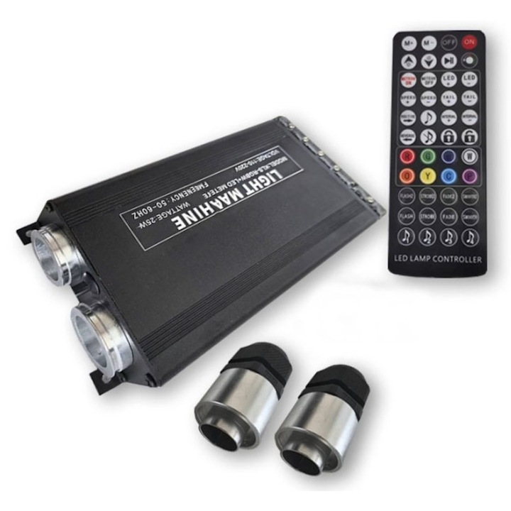 Kit Fibra Optica idealSTORE, Plafon Instelat, LED RGB cu Telecomanda, Diametru Fibra 0,75mm 1000 Fire, Lungime Fibra 3 metri, Tensiune 12V