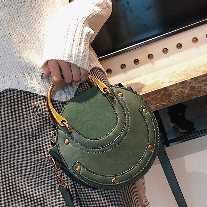 Női válltáska, klasszikus modell, nagy kapacitású, műbőr, zöld