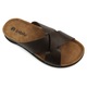 Slapi barbati, INBLU, GV-01I, piele naturala, maro inchis, 45 EU