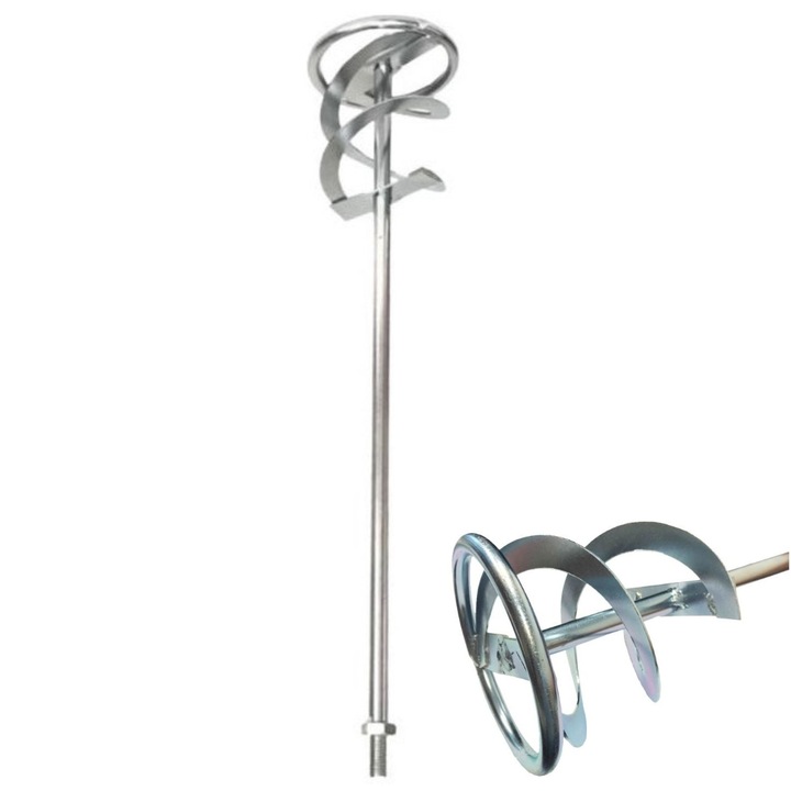 Paleta de Amestec pentru Malaxor Craft-Tec®, Compatibila cu MX562 si Modelele Universale Compatibile cu Filet M14, 100mm x 540mm, Otel Durabil, Argintiu