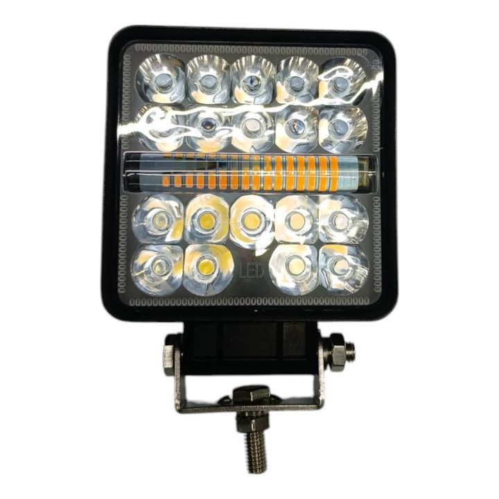 Proiector off-road alb, 2 functii, Storboscopic galben, 12-24v