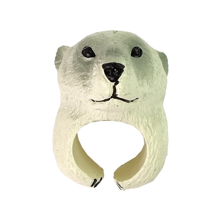Oktató gyerekgyűrű, medvemodell, 5,5x3x3cm, 3 éves kor felett, fehér