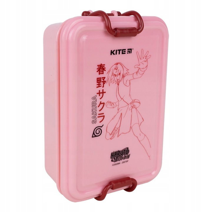 Caserola pentru pranz Naruto, Kite, 420 ml, cu 2 compartimente si separator, plastic alimentar fara BPA, potrivita pentru microunde, roz