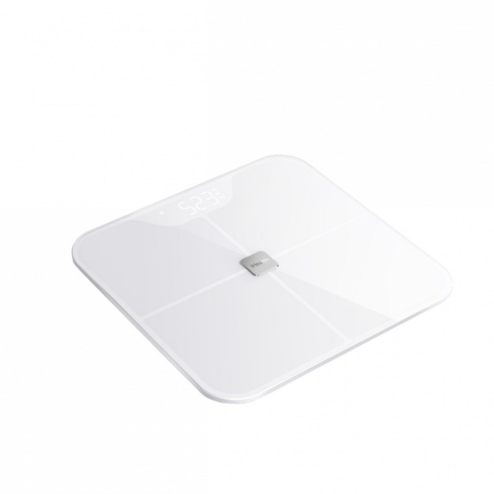 Cantar corporal iHealth HS2S, analiza masei musculare, masurarea BMI, alb, 306x306x26.6mm