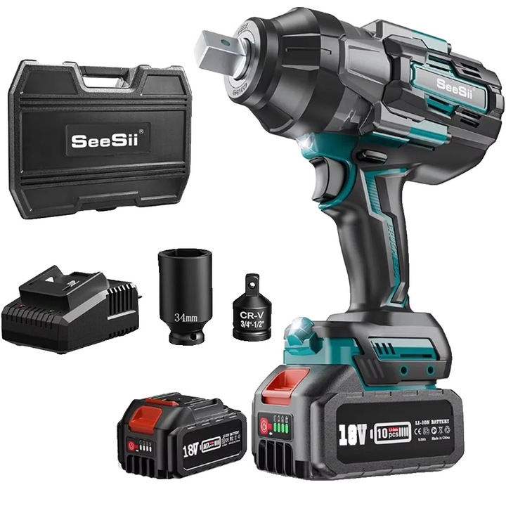 Акумулаторен ударен гайковерт, въртящ момент 1600 Nm, 3 скорости, батерии 2X5.0Ah, EU