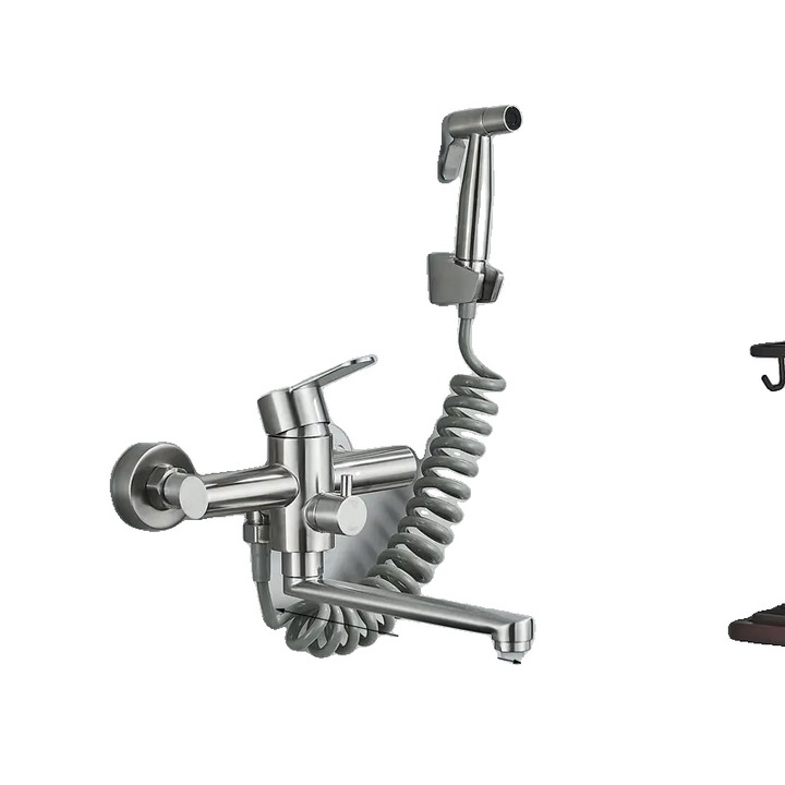 Fürdőszobai csaptelep, szálcsiszolt felülettel, 23 cm, hideg és meleg víz, 2 beépítő lyukkal, szálcsiszolt nikkel B