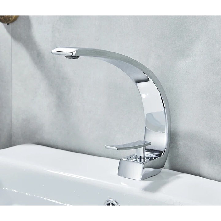 Fürdőszoba csaptelep, króm, modern dizájn, rozsdamentes acél