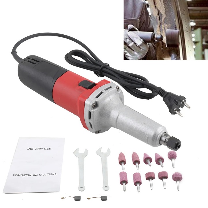 Polizor electric mini multifunctional, 750W, viteza variabila, 0-27000 RPM, set complet cu 14 accesorii