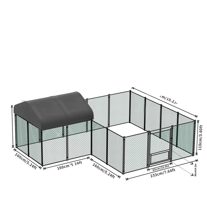 Клетка за птици, UV-устойчив покрив, 393x160x156см