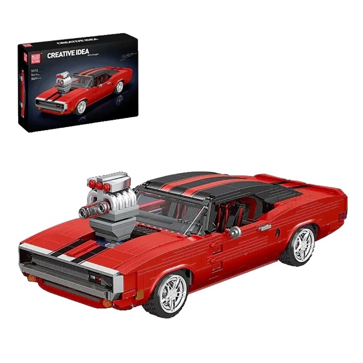 Конструктор Red Charger кола с компресор, екологичен материал, малък размер, с кутия