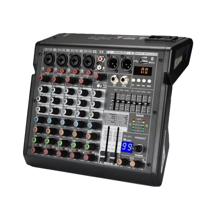 Mixer audio, 6 canale, conectivitate Bluetooth, 48V, EU PLUG