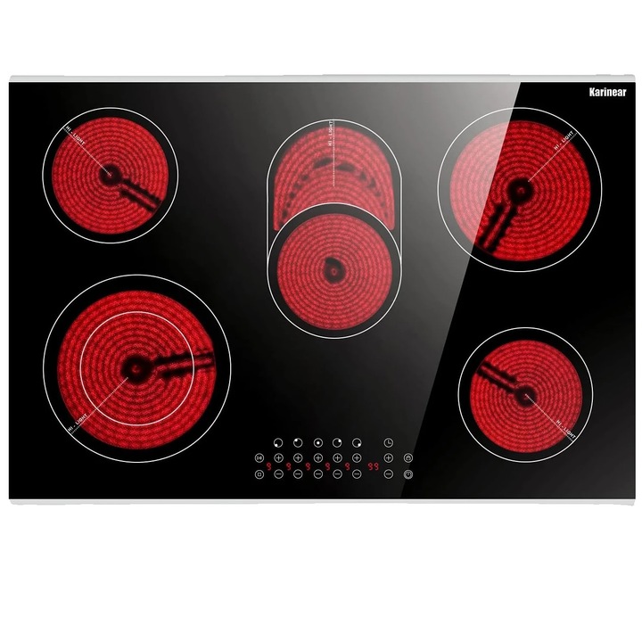 Elektromos főzőlap, 8400W, 5 főzőzóna, érintővezérlés, 45-55cm, kerámia üveg