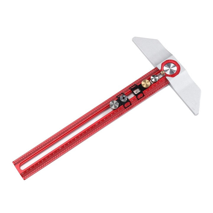 Rigla MT-2465 Pro Scriber, aluminiu, 400mm, rosu si argintiu