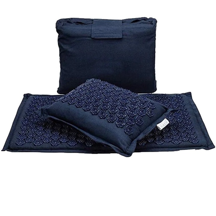 Set de saltea de acupresiune, 10mm, albastru inchis