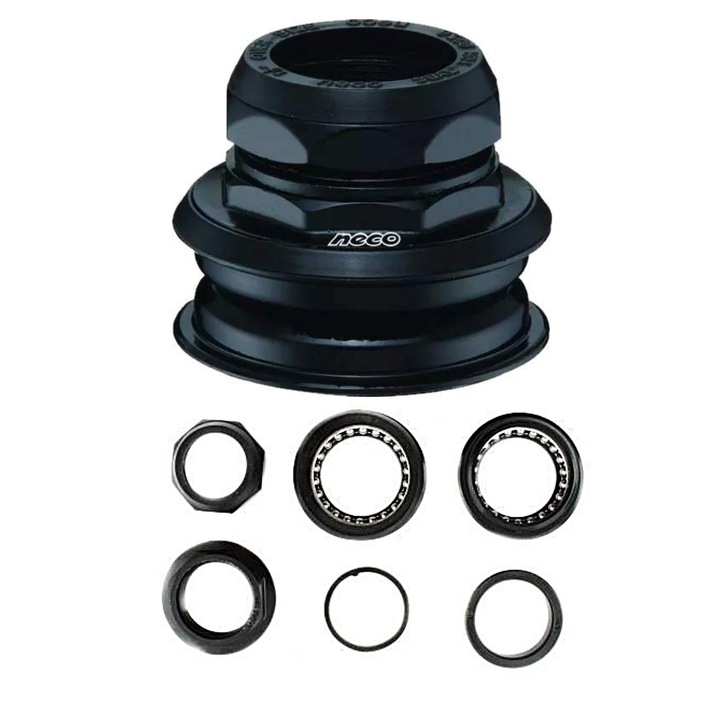 Set de directie Neco H128, 28,6 mm, cu rulmenti, otel, negru, pentru bicicleta