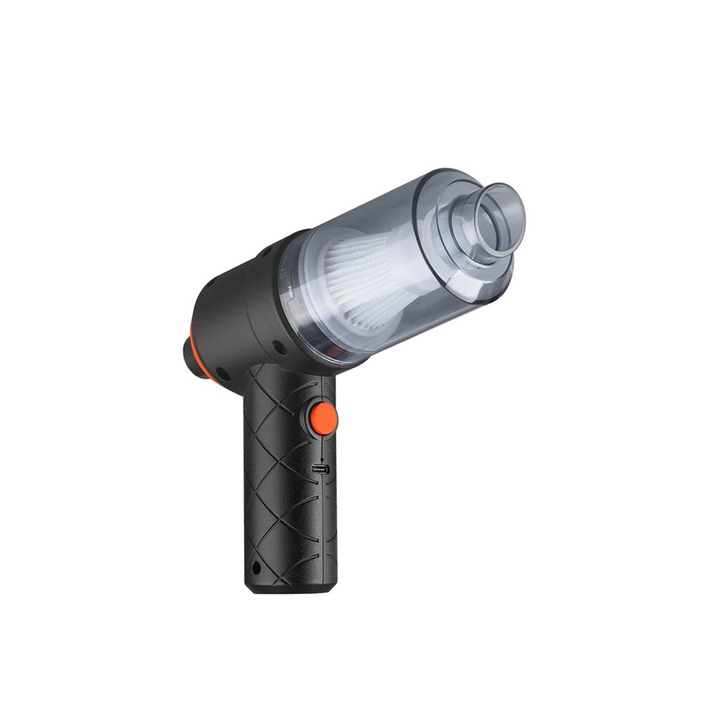 Aspirator portabil 2 in 1, fara fir, Comando Home, pentru Masina, Functie Pompare / Aspirare, Incarcare USB, 120W, Capacitate Acumulatori 2000 mAh, Negru