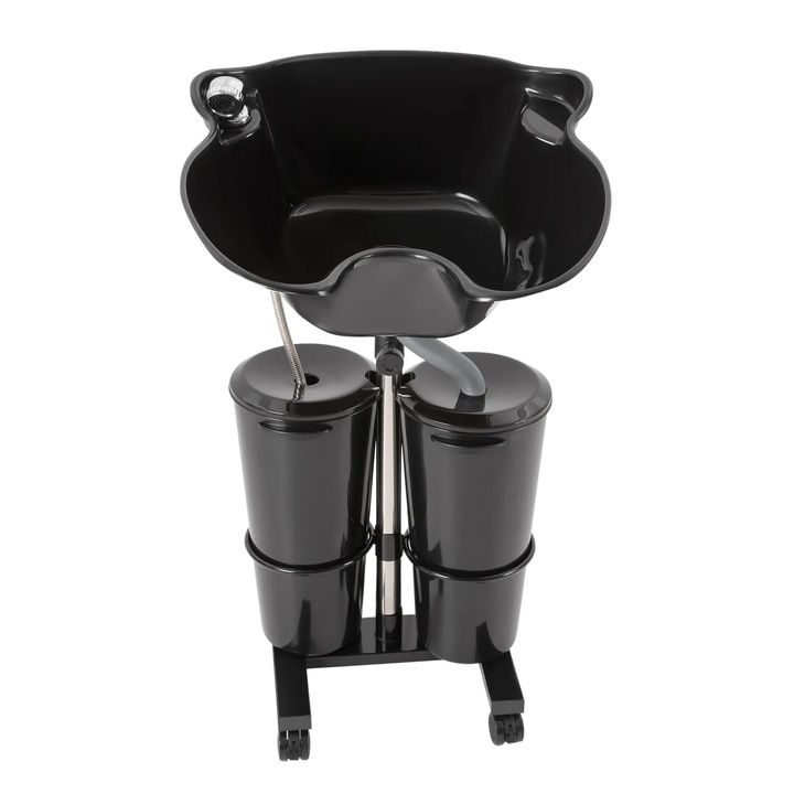 Scafa pentru salon, design ergonomic, sistem cu doua galeti, negru, 48.5x37.5x30cm, metal