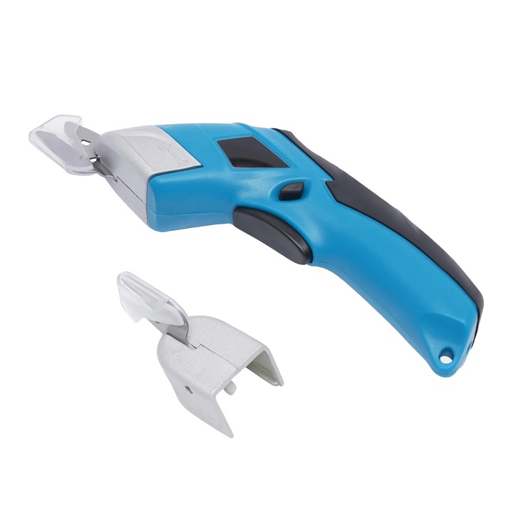 Foarfece electrice, lame de taiere duble, design ergonomic, albastru/negru
