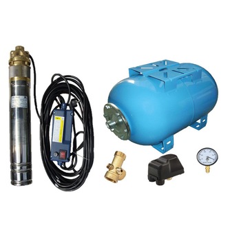 Kit complet sistem hidrofor, pompa submersibila APC SKM 100/100, rezervor 100L, presostat, racord 5 cai, manometru Kit complet sistem hidrofor, pompa submersibila APC SKM 100/100, rezervor 100L, presostat, racord 5 cai, manometru