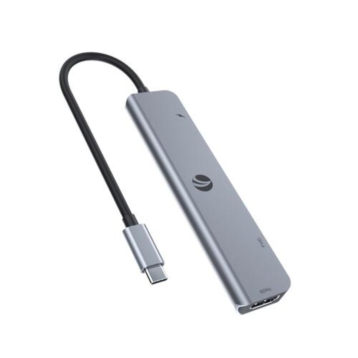 Докинг станция, VCom CUE39, Docking Station Type-C 7-in-1, PD3.0 100W, HDMI x 2, USB3.0 x 2, SD, TF