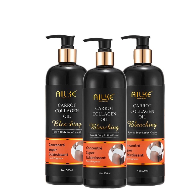 Fehérítő testápoló, Ailke, kollagénnel átitatott, nem zsíros textúra, 3 darabos készlet